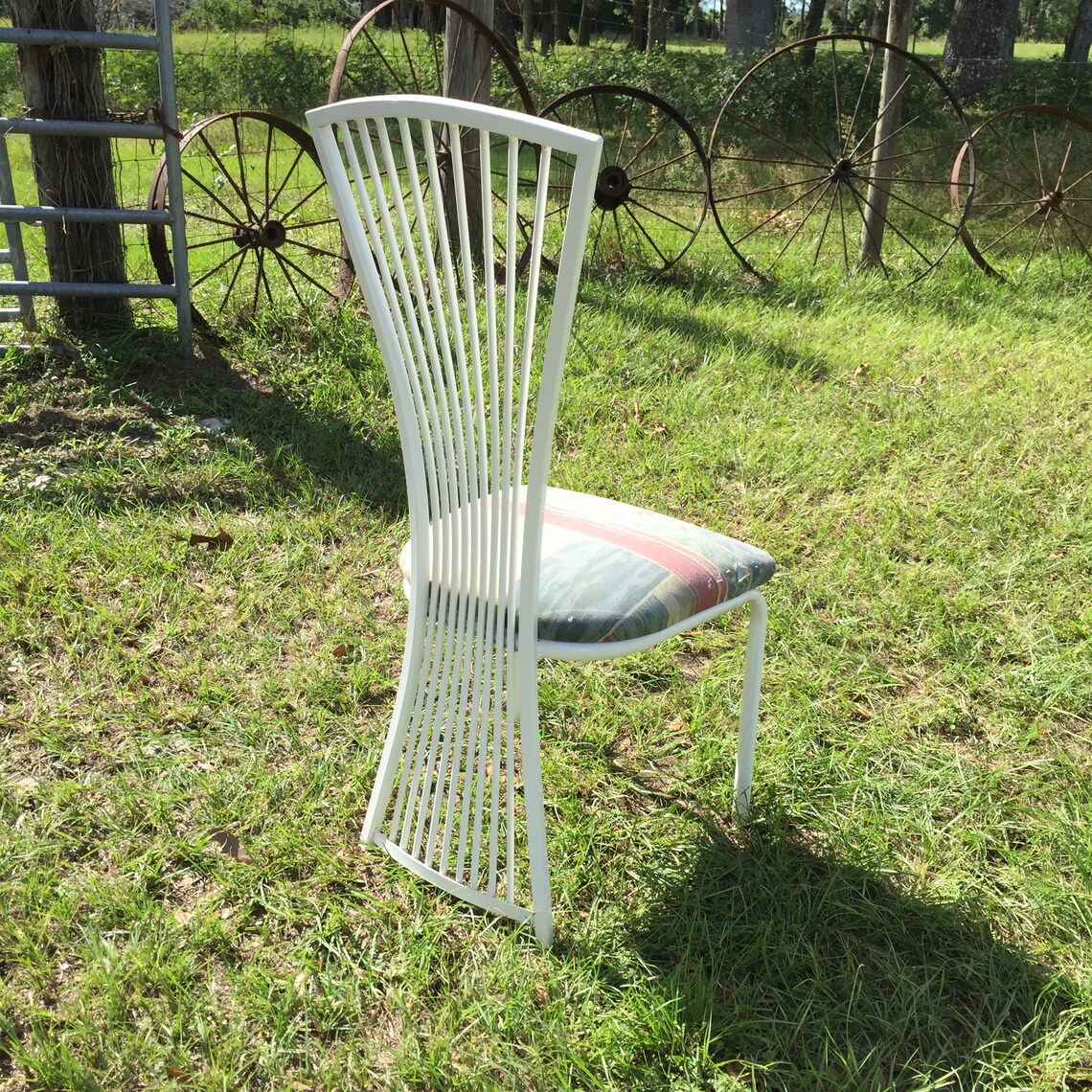 Vintage Chairs Retro Dining Chairs White Metal Chair Fan Etsy