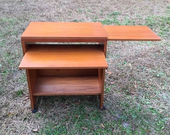 Danish modern table,l  Danish computer desk, Rolling cart, Danish modern, home school, decor, kitchen cabinet, Denmark furniture, MCM decor,