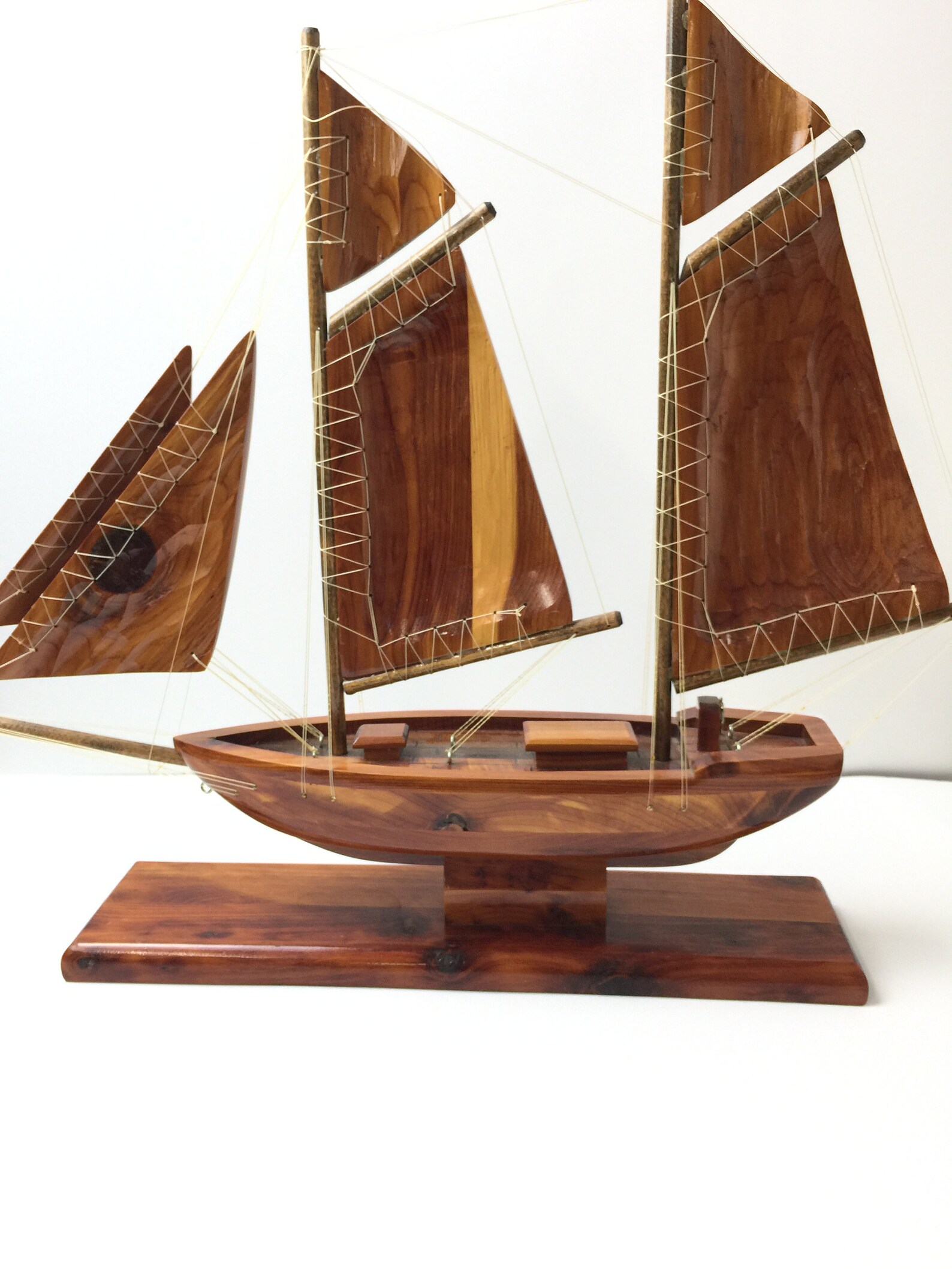 Vintage handmade wood sailboat model wood sailboat vintage Etsy