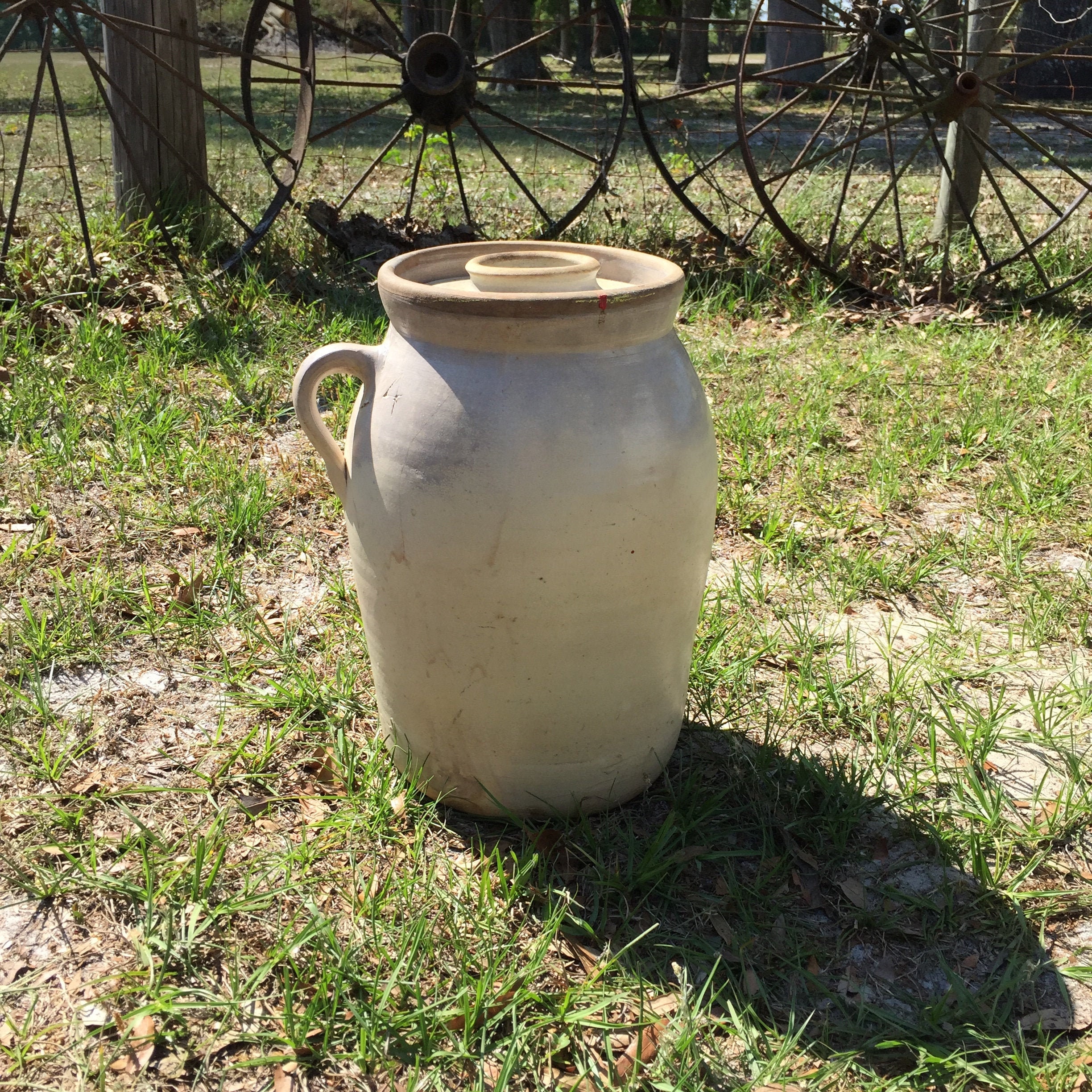 Butter Churn, Number 4 Butter Churn, Antique Butter Churn, Rustic Decor, Farmhouse Decor, Primitive Kitchen, Pottery Butter Churn