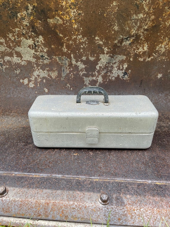 Vintage Aluminum Tackle Box, Metal Tool Box, Fishing Box, Tackle