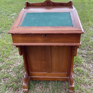 Antique Davenport Desk, slant top desk, ship captains desk, home office desk, primitive Desk image 2