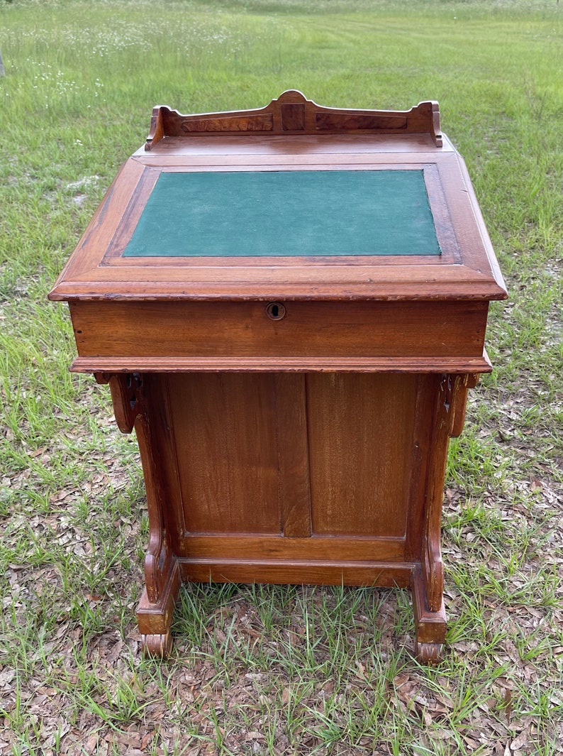 Antique Davenport Desk, slant top desk, ship captains desk, home office desk, primitive Desk image 2