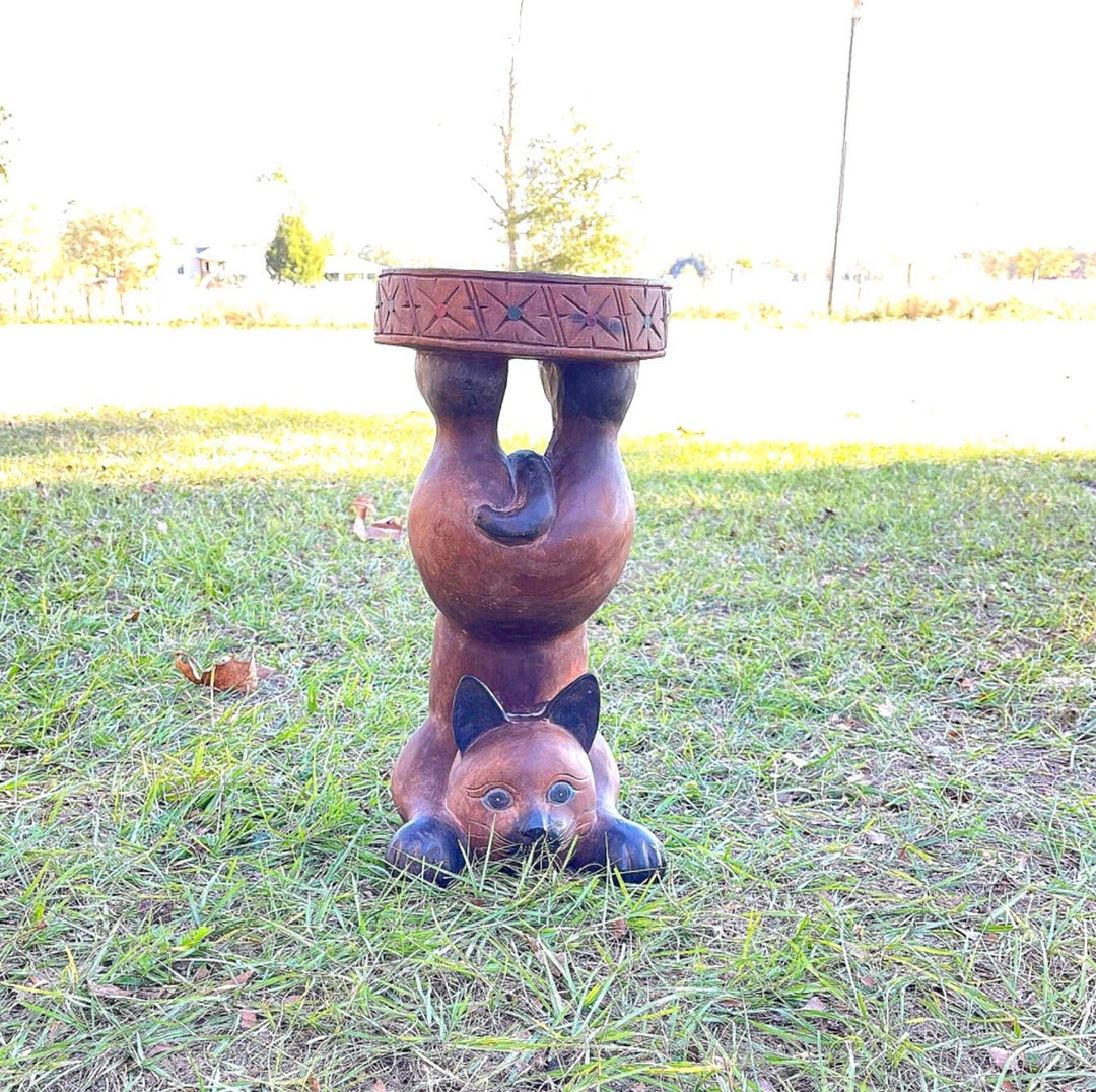 Wood Cat Table, Whimsical Table, Feline Art, Cat Art, Plant Stand, Side ...