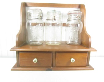 Mason Jars, Spice Rack, Kitchen Cabinet, Folk Art, Farm Kitchen