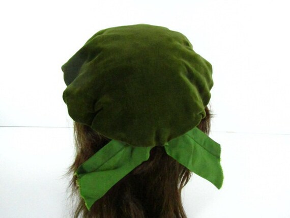 Vintage Berret, green Hat, OOAK hat, Vintage Hat,… - image 5