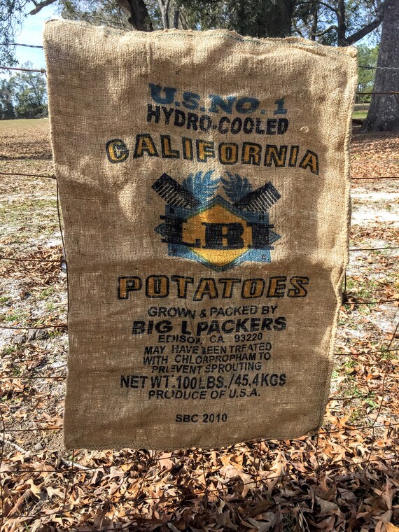 Burlap Potato Bag Burlap Bag Toe Sack California Blue and