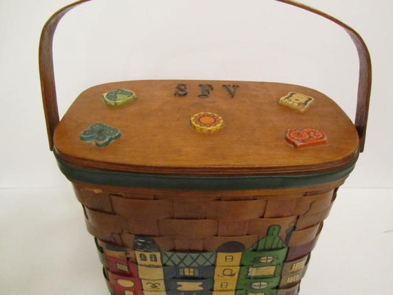 Caro Nan Basket Purse, Hand Painted Purse, Woven Wood Purse