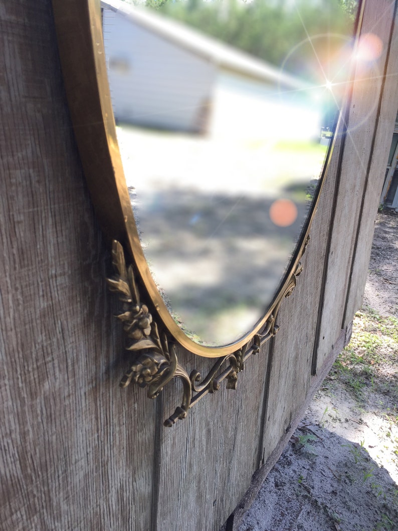 Antique brass mirror wall mirror large brass mirror ornate Etsy.de