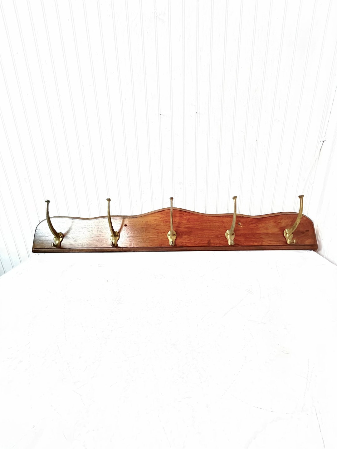 Brass Hook Hat Rack, Wood Hat Rack, Wood Coat Rack Shelf, Ranch Decor