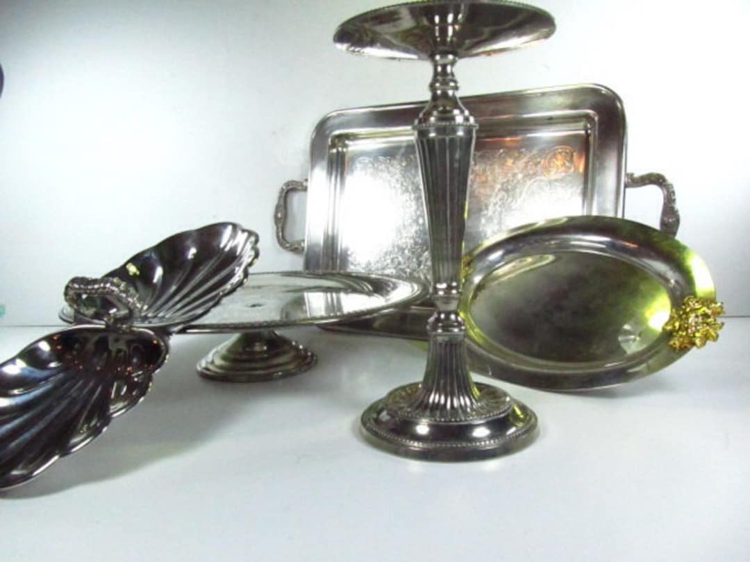 Vintage Silver, Candle Holder, Cake Stand, Serving Bowls, Serving Dish, Shabby Chic Decor