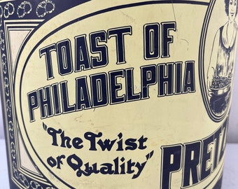 Antique Reisman Pretzel Can,vintage Advertising, Large Can, Metal