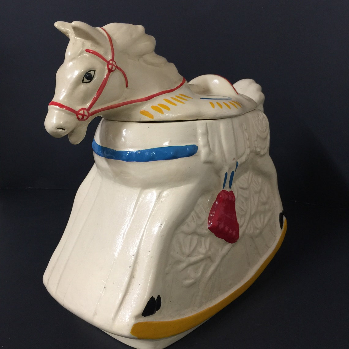 Vintage Cookie Jar Rocking Horse Cookie Jar Ceramic Cookie Etsy