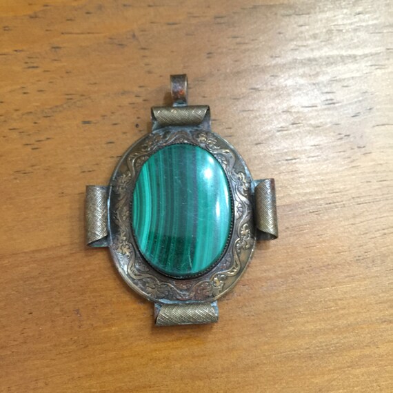 Vintage Malachite pendant, antique  jewelry, Vict… - image 7