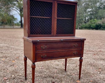 Vintage Maddox colonial writing Desk, hutch top desk, Furniture, reading Desk, Hutch, buffet China Cabinet, antique furniture, wood cabinet,