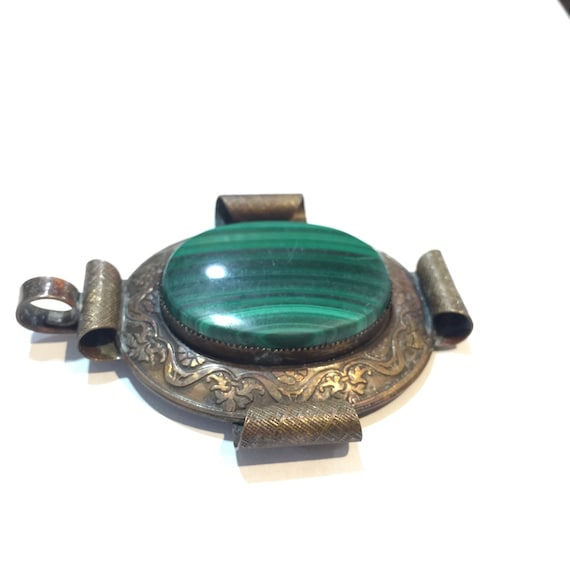 Vintage Malachite pendant, antique  jewelry, Vict… - image 3