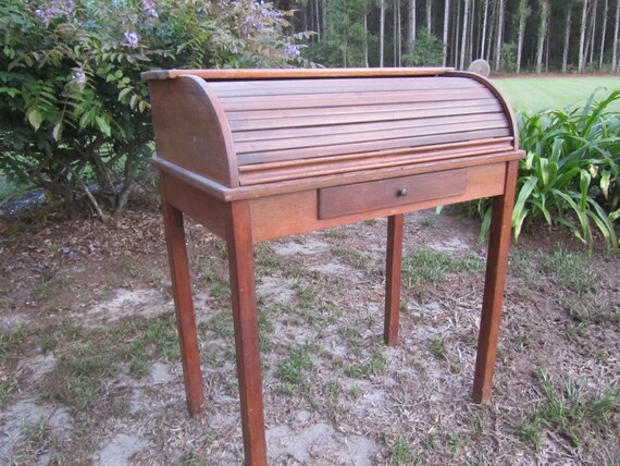 Antique Desk Primitive Roll Top Desk Writing Desk Wood Etsy