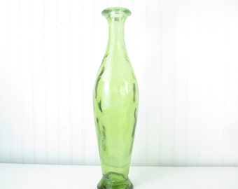 Retro green vase, vintage bottle ,glass art, large vase, glass bottle. Spain,