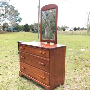 Vintage wood Dresser, wood furniture, dresser and mirror, farmhouse decor, rustic, bedroom decor, solid wood furniture, dovetail drawers image 5