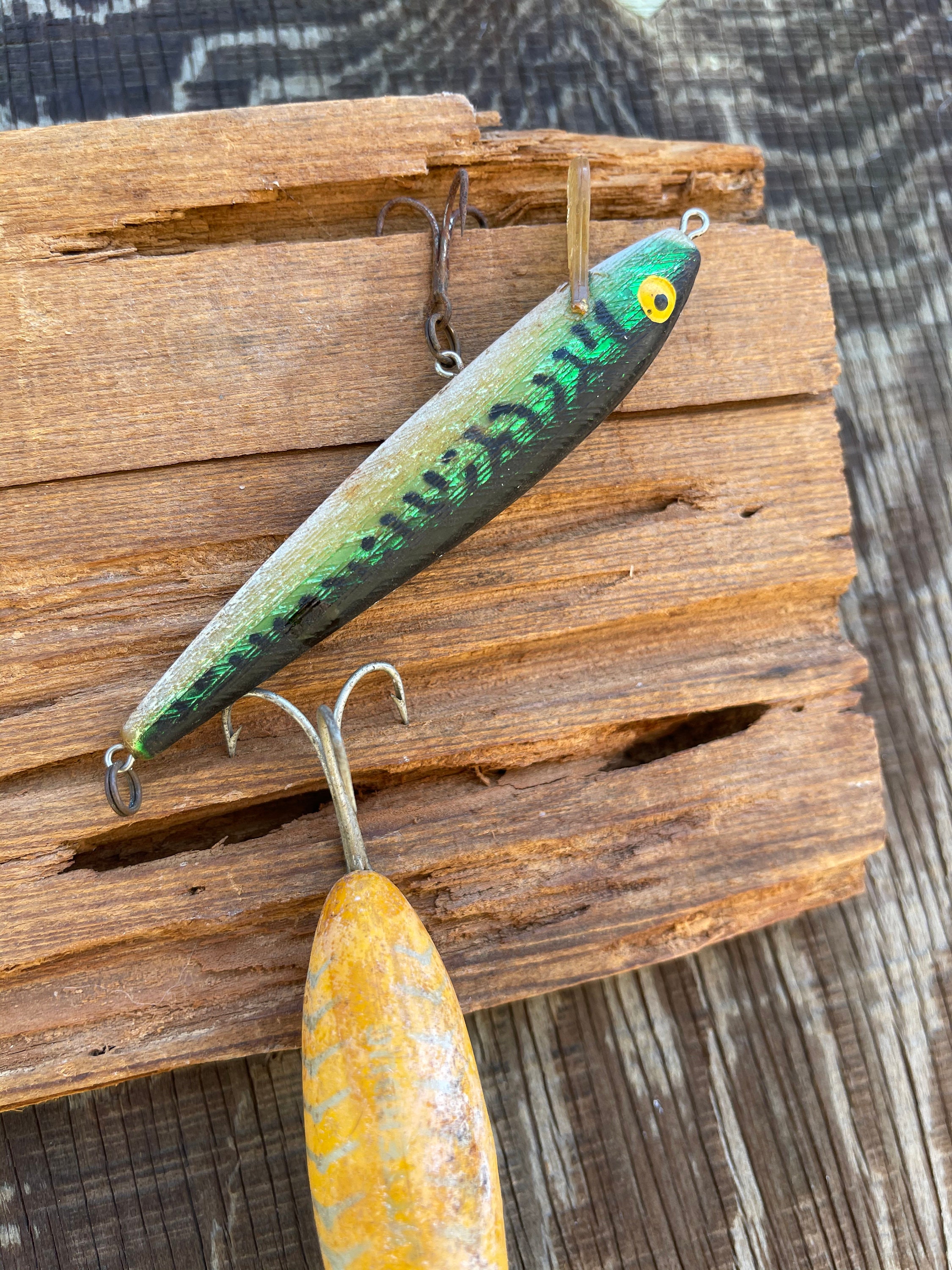 Vintage Fishing Lure Collection, Fishing Lure, Outdoors, Camping, Cypress  Wood, Fish Hook, Sports, Cabin Decor, Rustic, Man Cave, Gift, 