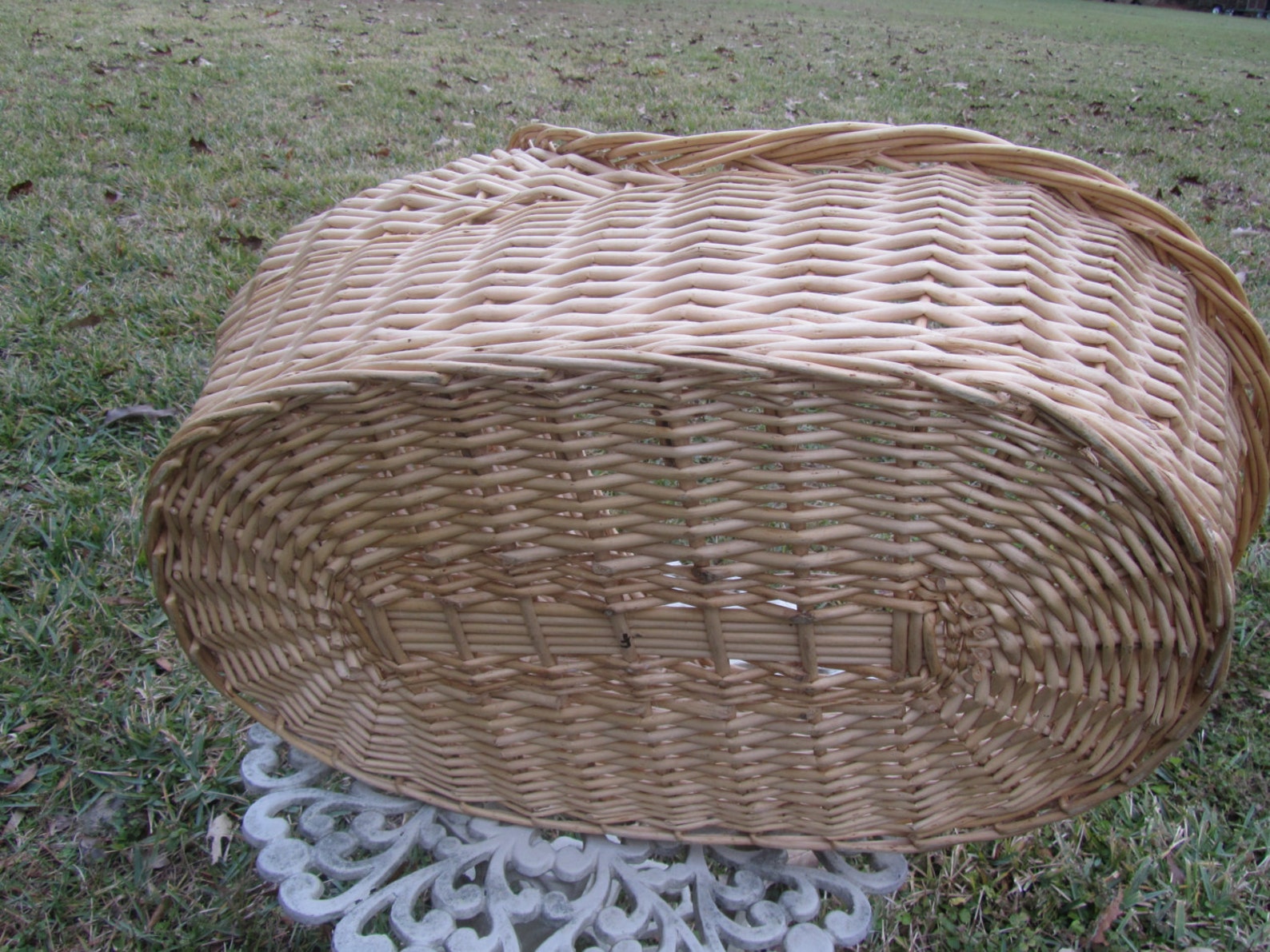 Vintage Table top photo prop tan wicker Etsy