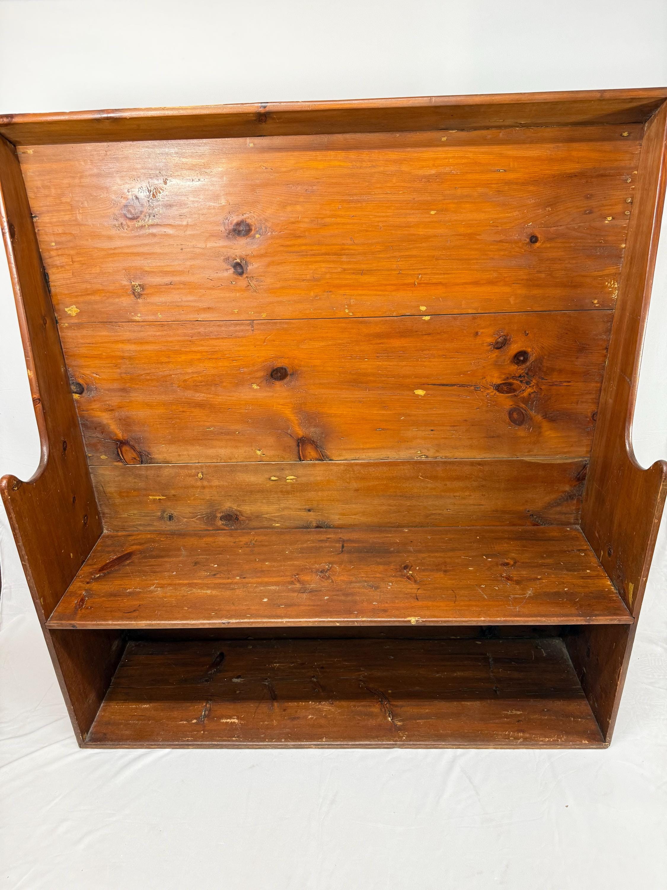 Antique Settle Bench, High Back Bench, Scottish Bench, 19th
