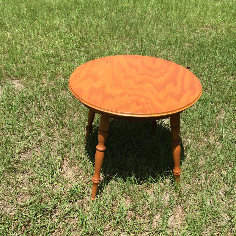 Vintage Side Table Wood Table Rustic Table Round Shaped Etsy