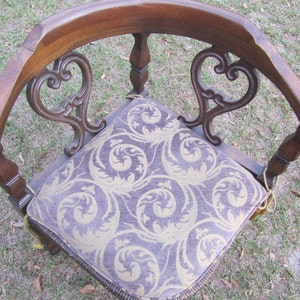 VINTAGE CORNER CHAIR, Century Chair, Wood Chair, vintage chair, ornate chair, Rush seat, wood chair, dining chair, occasional chair, image 2