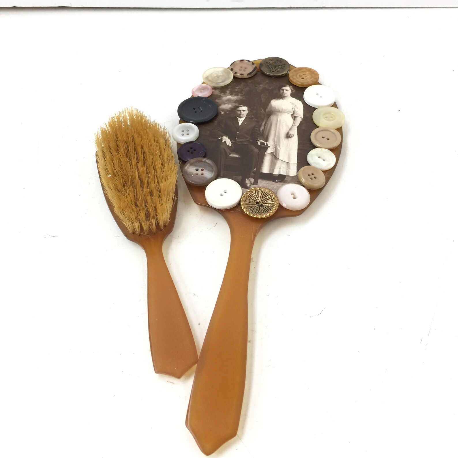 Antique Brush and Mirror Set Hand Mirror Vintage Hairbrush - Etsy