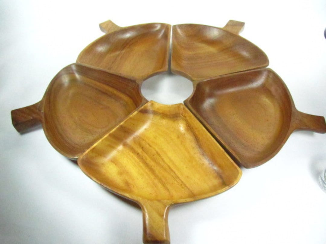 Danish Modern Serving Bowls, Wood Tray, Wood Plate, Solid Wood, Modern