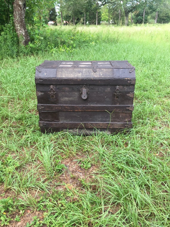 Antique Gothic Trunk Flat Top Trunk Medieval Trunk Chest Etsy