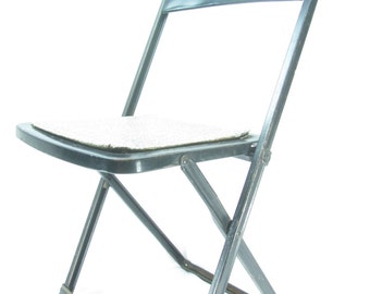 Silla plegable vintage, Silla negra retro, Silla plegable de metal, Silla de metal, Muebles de la década de 1940,