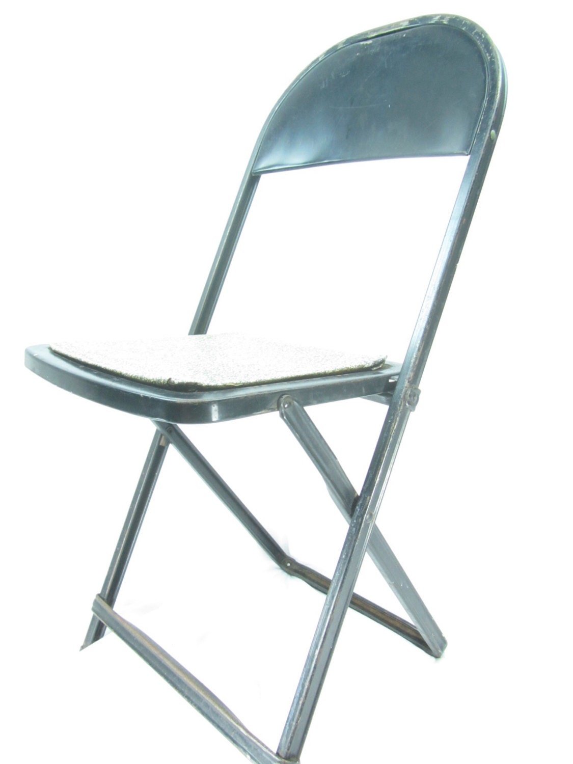 Vintage Folding Chair, Retro Black Chair, Folding Metal Chair