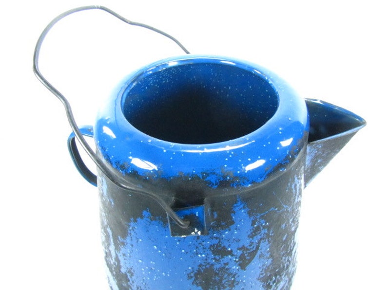 blue enamelware Vintage kettle,tea kettle enamel tea pot,farmhouse decor ENAMEL COFFEE POT