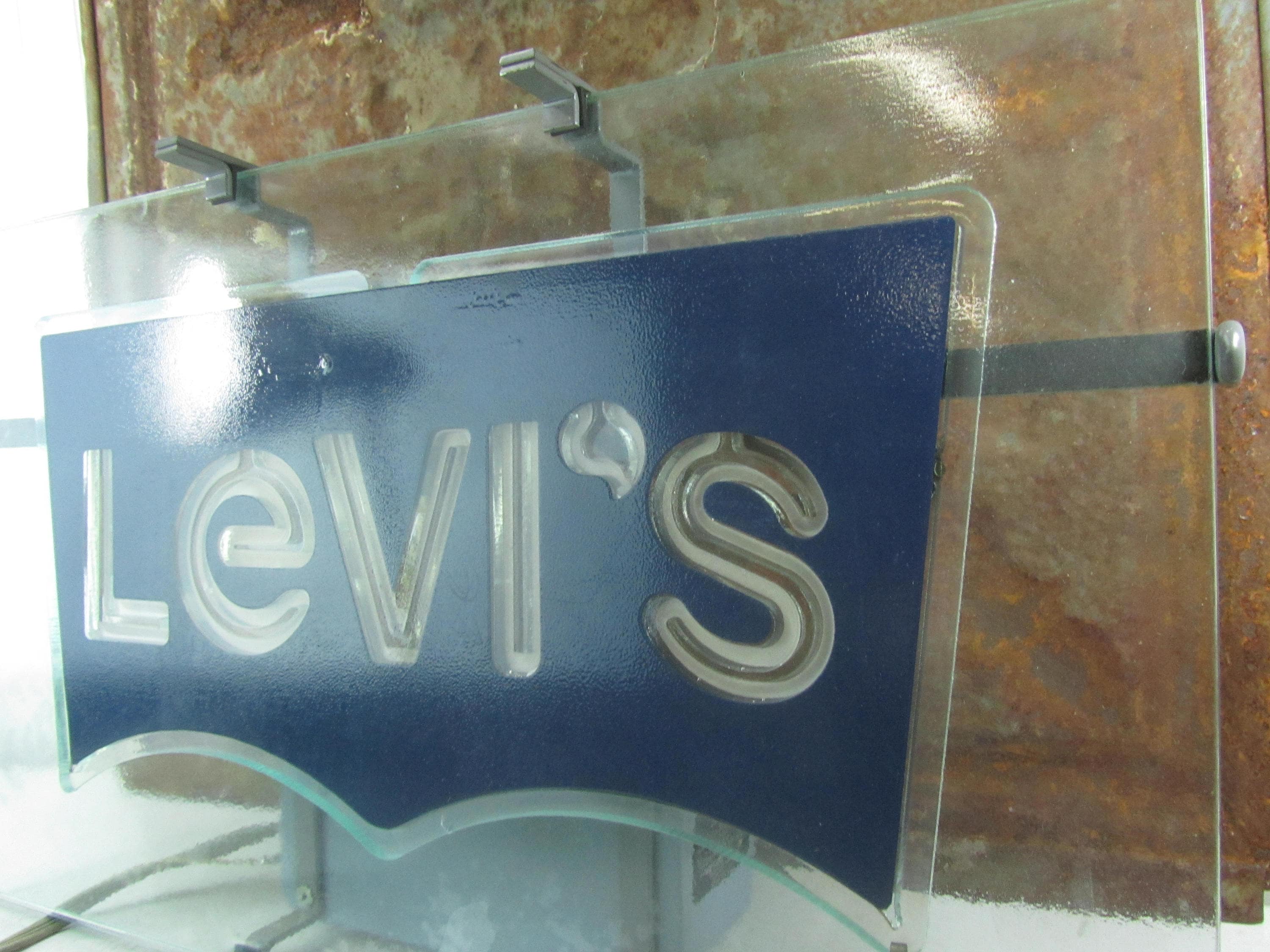 Vintage Levi's Sign, Glass Sign, Vintage Sign, Window Sign
