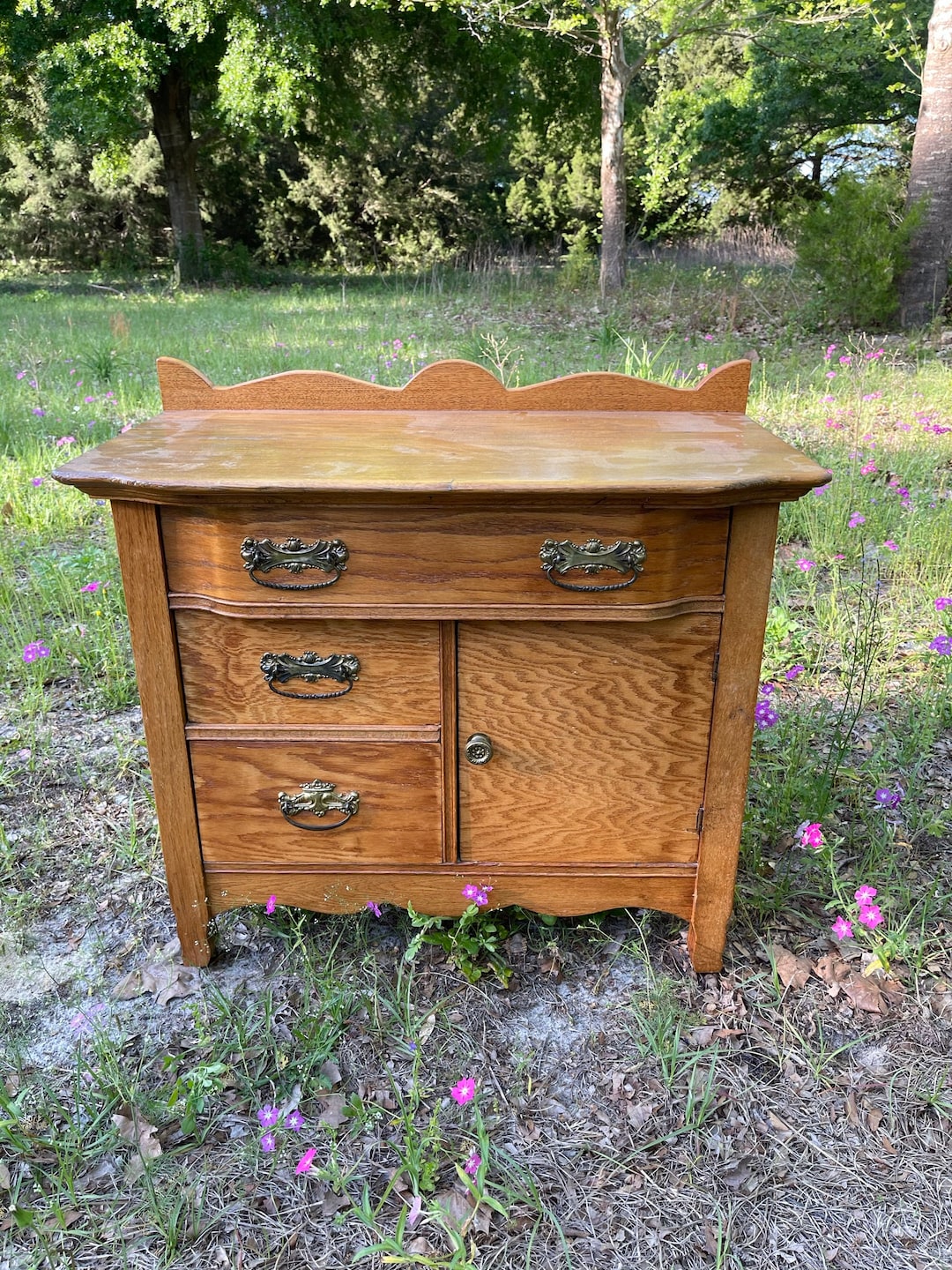 Antique Dry Sink, Cupboard, Wood Kitchen Oak Wash
