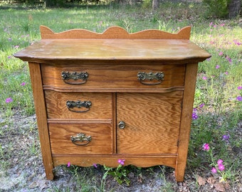 Antique dry sink, cupboard, wood cabinet, kitchen cabinet, oak wash stand,farmhouse decor, rustic,  tiger oak dry sink,wood, Dresser, vanity