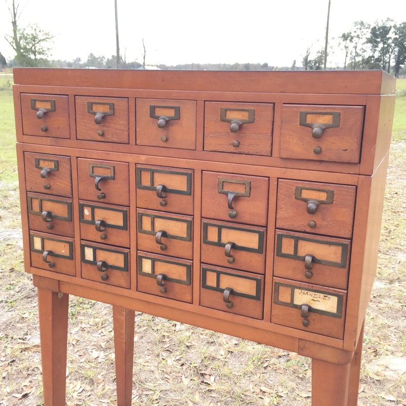 Library File Card Catalog Apothecary 20 Drawer Etsy