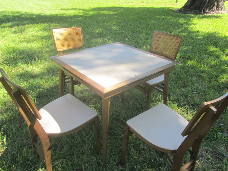 Folding Card Table Folding Chairs Stakmore Furniture Vintage Wood Table 4 Chairs Danish Modern Mid Century Table Game Table