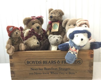 Boyds Teddy bear collection, vintage toy,vintage bear,stuffed animal, Boyd’s crate, brown bear, fur bear,baby toy,gift,honey bear,