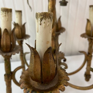 Vintage hanging light, vintage Chandelier, gold gilt,brass light,italiantole, gothic decor,hanging light, antique lighting,vintage Lighting imagem 4