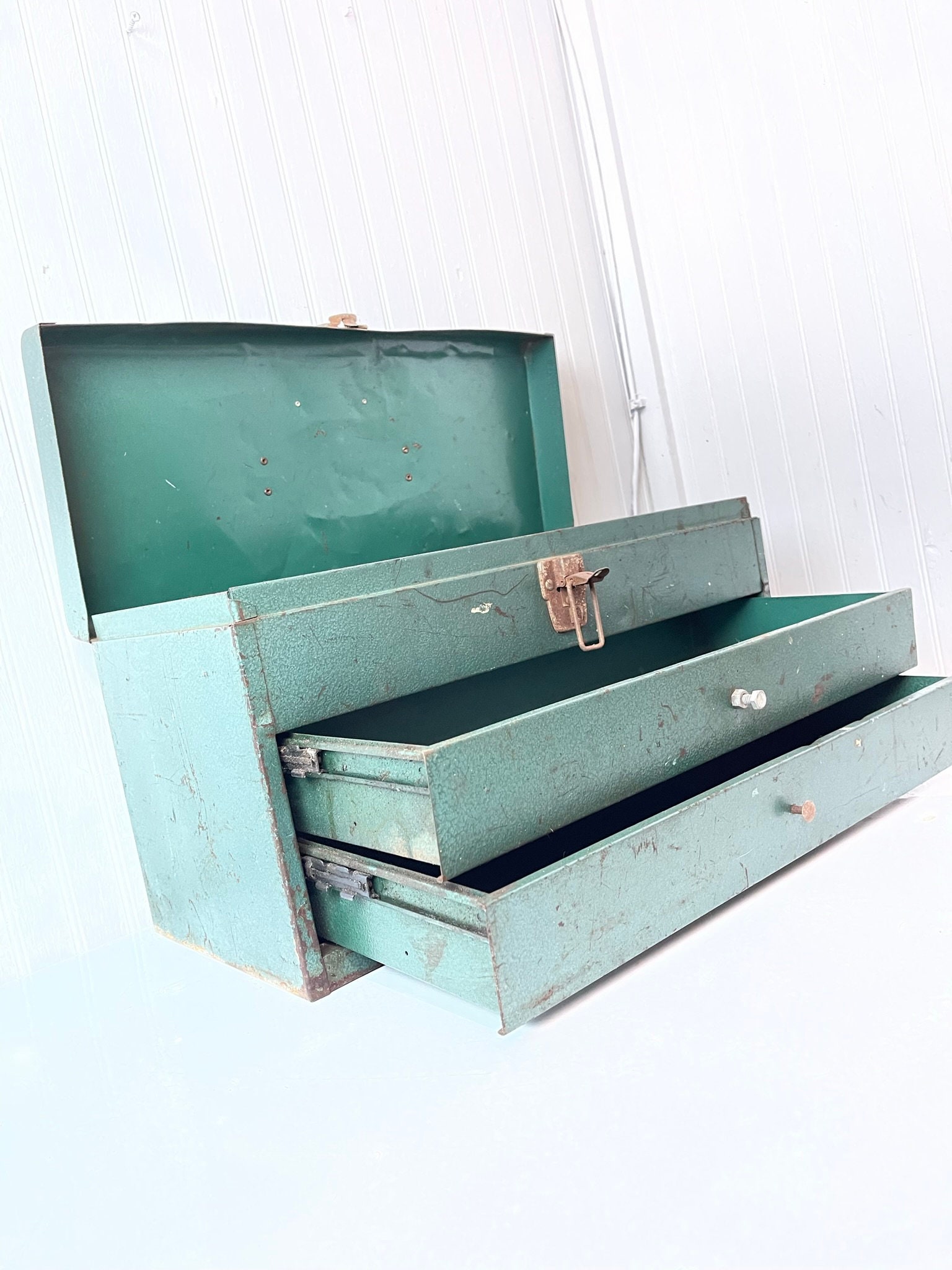 Park Tool Box, Model P22N, Green Metal Box, Container, Rusty
