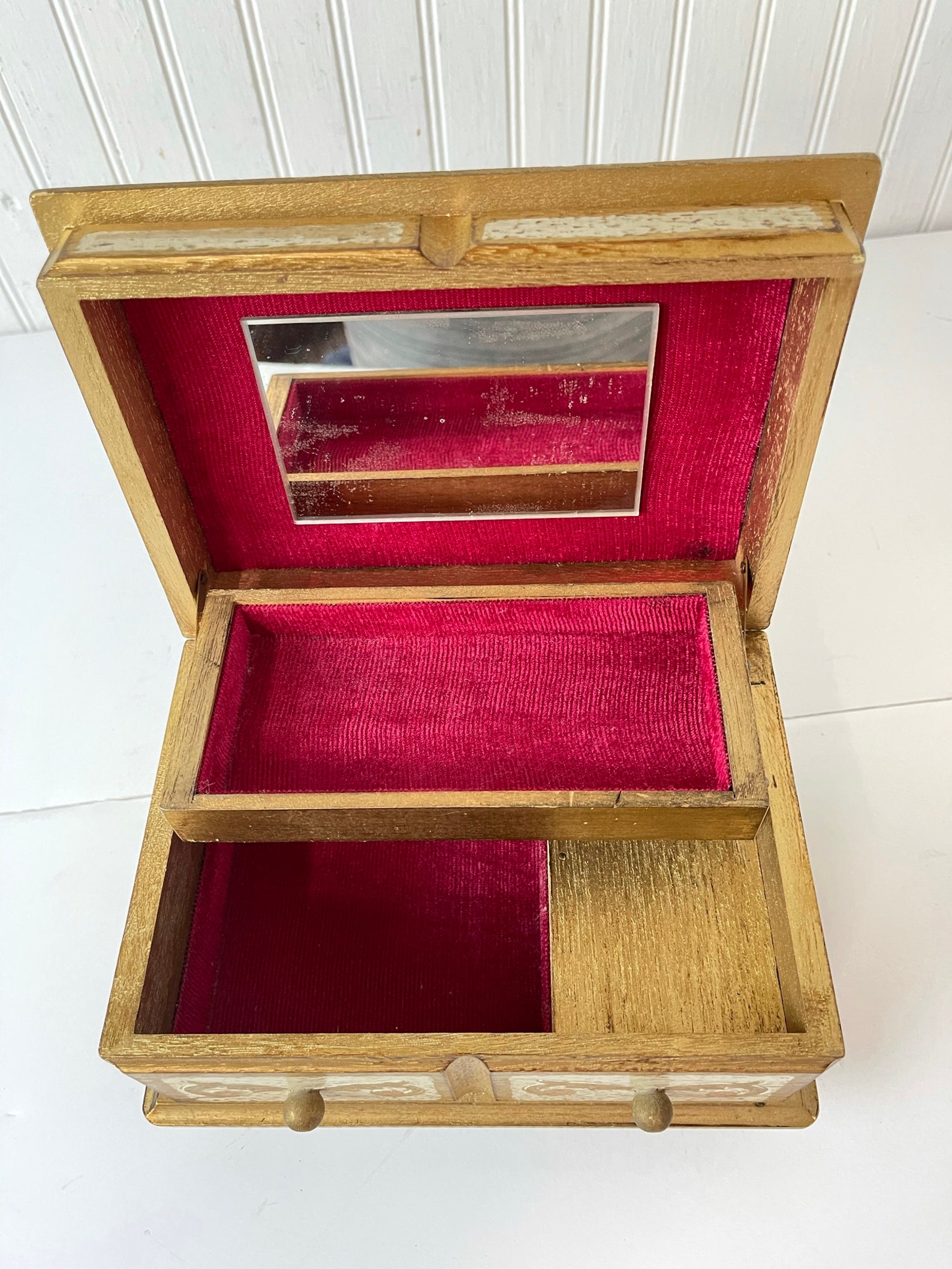 Florentine Jewelry Box Music Box Vintage Gold Wood Etsy