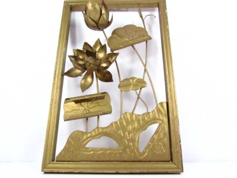 Vintage Wall Decor Metal Sculpture Gold Gilded Frame Brass Etsy