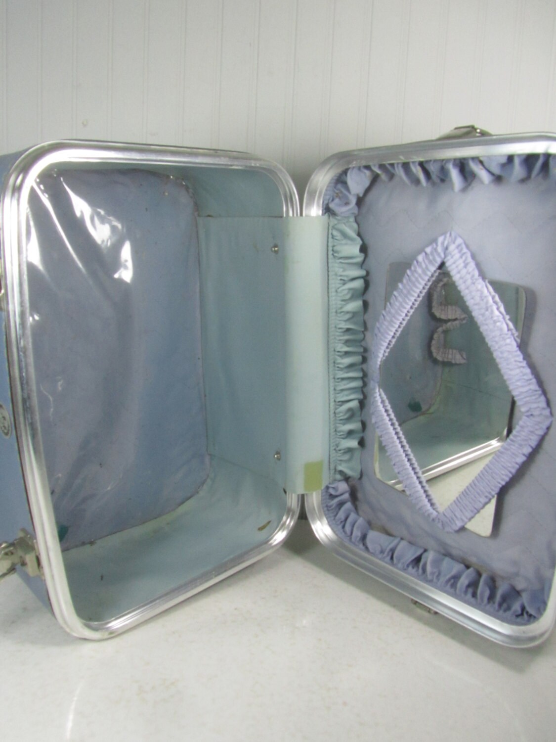 Vintage luggage train case Blue Train Case Luggage Travel Etsy