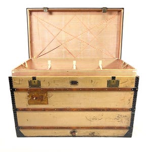 Antique Louis Vuitton Trunk, Steamer Trunk, chest, storage box, wood trunk, travel trunk, French luggage, Paris, designer trunk