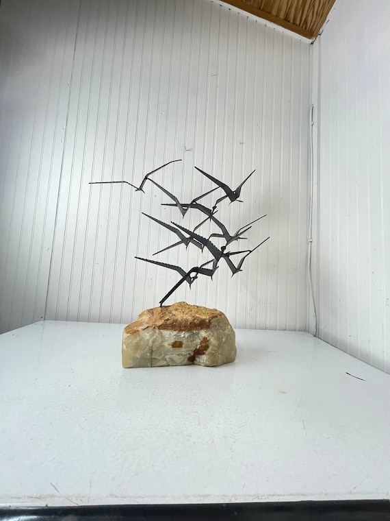 Curtis Jere, Signed Sculpture, Metal Sculpture, Birds, Retro Art