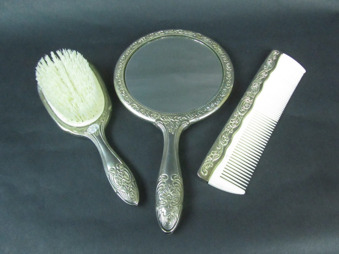Vintage Mirror, Vintage Hair Brush and Comb Set, Vanity Set, Dressing