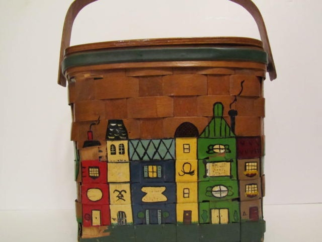 Caro Nan Basket Purse Hand Painted Purse Woven Wood Purse Vintage Hand Bag Vintage Purse Woven Basket Purse Woven Wood Purse Etsy