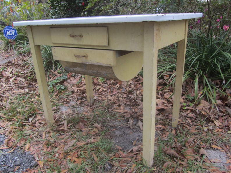 Farmhouse Table Antique Possum Belly Table Wood Furniture Rustic Decor Antique Dough Table Bakers Flour Bin Primitve